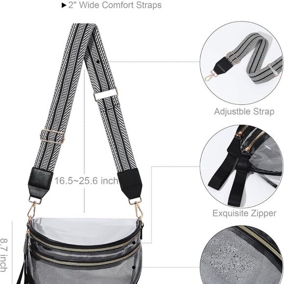 Clear Crossbody Bag Women Waterproof PVC Stadium Approved Large Capacity - Picture 3 of 6